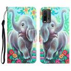 For Xiaomi Redmi 9T Colored Drawing Leather Phone Case(Elephant) - 1