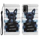 For Xiaomi Redmi 9T Colored Drawing Leather Phone Case(Black Dog) - 1