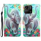 For Xiaomi Redmi 9C / 10A Colored Drawing Leather Phone Case(Elephant) - 1