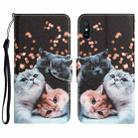 For Xiaomi Redmi 9A Colored Drawing Leather Phone Case(3 Cats) - 1