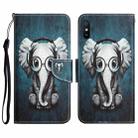 For Xiaomi Redmi 9A Colored Drawing Leather Phone Case(Earphone Elephant) - 1