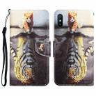 For Xiaomi Redmi 9A Colored Drawing Leather Phone Case(Tiger) - 1