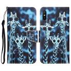 For Xiaomi Redmi 9A Colored Drawing Leather Phone Case(Giraffes) - 1