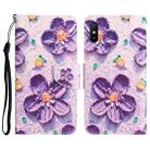 For Xiaomi Redmi 9A Colored Drawing Leather Phone Case(Purple Flower) - 1