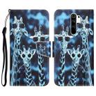 For Xiaomi Redmi 9 Colored Drawing Leather Phone Case(Giraffes) - 1