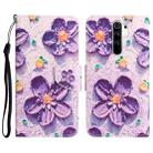 For Xiaomi Redmi 9 Colored Drawing Leather Phone Case(Purple Flower) - 1