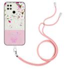 For Xiaomi Redmi 10A Bronzing Butterfly Flower TPU Phone Case with Lanyard(Peach Blossoms) - 1