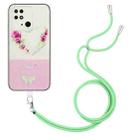 For Xiaomi Redmi 10C Bronzing Butterfly Flower TPU Phone Case with Lanyard(Rose Heart) - 1