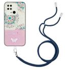For Xiaomi Redmi 10C Bronzing Butterfly Flower TPU Phone Case with Lanyard(Peacock Flower) - 1