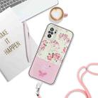 For Xiaomi Redmi Note 10 4G / Redmi Note 10S Bronzing Butterfly Flower TPU Phone Case with Lanyard(Peony) - 3