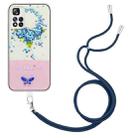 For Xiaomi Redmi Note 11 Global Bronzing Butterfly Flower TPU Phone Case with Lanyard(Hydrangea) - 1