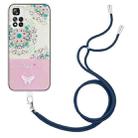 For Xiaomi Redmi Note 11 Global Bronzing Butterfly Flower TPU Phone Case with Lanyard(Peacock Flower) - 1