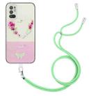 For Xiaomi Redmi Note 10 5G / Note 10T 5G Bronzing Butterfly Flower TPU Phone Case with Lanyard(Rose Heart) - 1