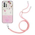 For Xiaomi Mi 11T / 11T Pro Bronzing Butterfly Flower TPU Phone Case with Lanyard(Peach Blossoms) - 1