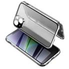 For iPhone 14 Anti-peeping Magnetic Tempered Glass Phone Case (Silver) - 1