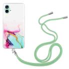 For Nothing Phone 1 Hollow Marble Pattern TPU Phone Case with Strap(Green) - 1