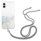 For Nothing Phone 1 Hollow Marble Pattern TPU Phone Case with Strap(Grey) - 1