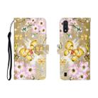 For Galaxy A01 3D Colored Drawing Horizontal Flip Leather Case with Holder & Card Slot & Wallet(Golden Butterfly) - 1