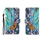 For OPPO A11 3D Colored Drawing Horizontal Flip Leather Case with Holder & Card Slot & Wallet(Purple Butterfly) - 1