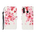 For Galaxy A21 3D Colored Drawing Horizontal Flip Leather Case with Holder & Card Slot & Wallet(Red Flower) - 1