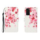 For Huawei P40 3D Colored Drawing Horizontal Flip Leather Case with Holder & Card Slot & Wallet(Red Flower) - 1