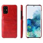 For Galaxy S20+ Fierre Shann Retro Oil Wax Texture PU Leather Case with Card Slots(Red) - 1