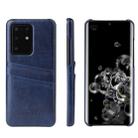 For Galaxy S20 Ultra Fierre Shann Retro Oil Wax Texture PU Leather Case with Card Slots(Blue) - 1