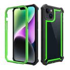 For iPhone 14 Plus Shockproof Space Phone Case (Black Green) - 1