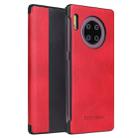 For Huawei Mate 30 Pro Fierre Shann Crazy Horse Texture PU + PC Horizontal Flip Leather Case with Smart View Window & Sleep Wake-up Function(Red) - 1