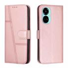 For Tecno Camon 19 Pro 5G Stitching Calf Texture Buckle Leather Phone Case(Pink) - 1