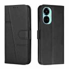 For Tecno Camon 19 Pro 5G Stitching Calf Texture Buckle Leather Phone Case(Black) - 1