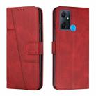 For Infinix Smart 6 Plus Stitching Calf Texture Buckle Leather Phone Case(Red) - 1