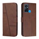 For Infinix Smart 6 Plus Stitching Calf Texture Buckle Leather Phone Case(Brown) - 1