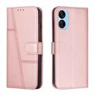 For Tecno Spark 9 Pro Stitching Calf Texture Buckle Leather Phone Case(Pink) - 1