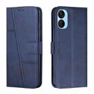 For Tecno Spark 9T Stitching Calf Texture Buckle Leather Phone Case(Blue) - 1