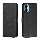 For Tecno Spark 9T Stitching Calf Texture Buckle Leather Phone Case(Black) - 1