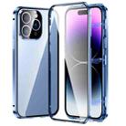 For iPhone 14 Pro Max Magnetic Double-buckle HD Tempered Glass Phone Case (Blue) - 1