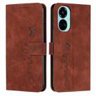 For Tecno Camon 19 Skin Feel Heart Pattern Leather Phone Case(Brown) - 1