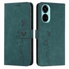 For Tecno Camon 19 Skin Feel Heart Pattern Leather Phone Case(Green) - 1