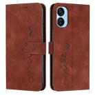 For Tecno Spark 9T Skin Feel Heart Pattern Leather Phone Case(Brown) - 1