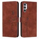 For Tecno Pova 3 Skin Feel Heart Pattern Leather Phone Case(Brown) - 1