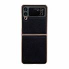 For Samsung Galaxy Z Flip4 5G Genuine Leather Luolai Series Nano Electroplating Phone Case(Black) - 1