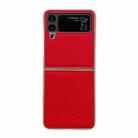 For Samsung Galaxy Z Flip4 5G Genuine Leather Luolai Series Nano Electroplating Phone Case(Red) - 1