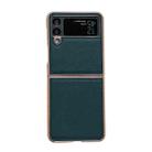 For Samsung Galaxy Z Flip4 5G Genuine Leather Luolai Series Nano Electroplating Phone Case(Dark Green) - 1