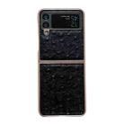 For Samsung Galaxy Z Flip4 5G Genuine Leather Ostrich Texture Nano Electroplating Phone Case(Black) - 1