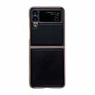 For Samsung Galaxy Z Flip4 5G Genuine Leather Xiaoya Series Nano Electroplating Phone Case(Black) - 1