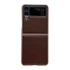 For Samsung Galaxy Z Flip4 5G Genuine Leather Xiaoya Series Nano Electroplating Phone Case(Coffee) - 1