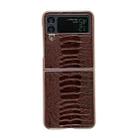 For Samsung Galaxy Z Flip4 5G Genuine Leather Weilai Series Nano Electroplating Phone Case(Coffee) - 1