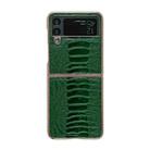For Samsung Galaxy Z Flip3 5G Genuine Leather Weilai Series Nano Electroplating Phone Case(Green) - 1