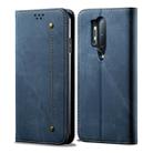 For OnePlus 8 Pro Denim Texture Casual Style Horizontal Flip Leather Case with Holder & Card Slots & Wallet(Blue) - 1